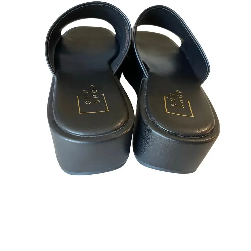 Shu Shop | Black Size 8 Lourdes Slide Sandals Wedge